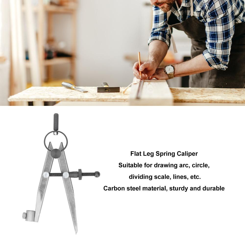 Carbon Steel Spring Divider Pencil Holder Precision Compass Flat Leg Caliper  Geometry Drawing