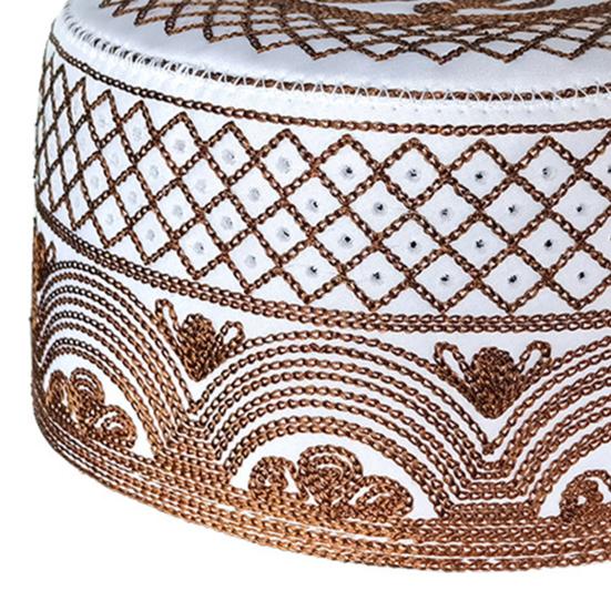 Men Cap Ethnic Vintage Flat Top Round Embroidery Decorative Breathable Turkish Jewish Holiday Wear Cap Headwear