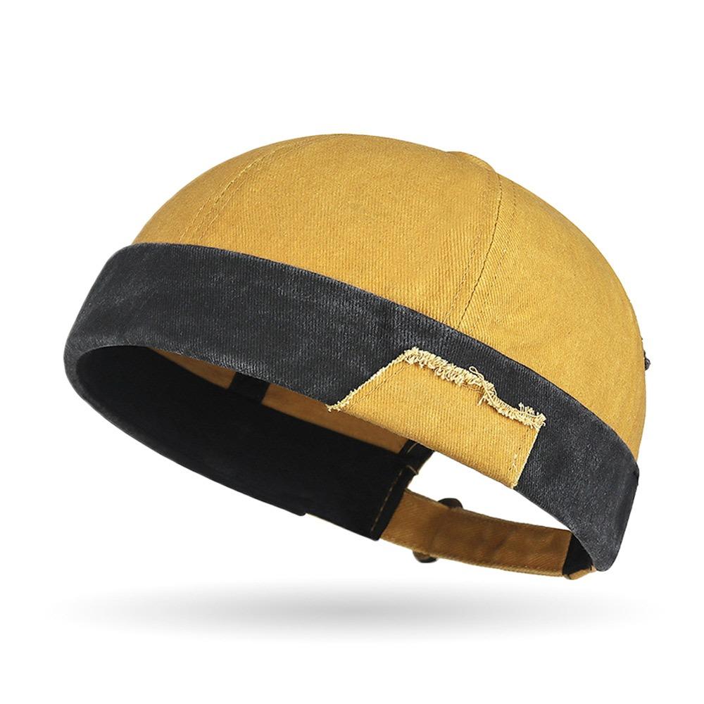 

Fashion Hip Hop Beanie Street Hat Washed Denim Cotton Brimless Docker Cap Adjustable Solid Color Vintage Dome Hat Outdoor жёлтый