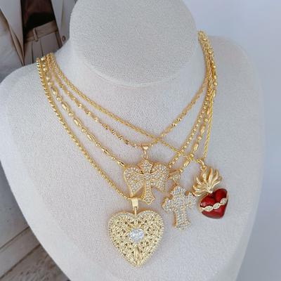 Street Diamond Love Necklace French Vintage Personality Fashion Cross Necklace Red Radish Necklace Women
