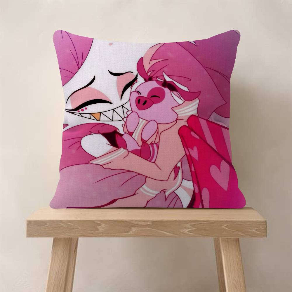 Anime Hhazbin Hhotel Angel Pillow Covers Cartoon Sofa Decorative Home Doublesided Printing Short Plush Cute Cushion Cover