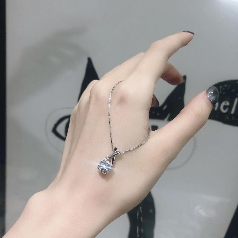 Onevan Trendy 925 Sterling Silver Aaa Zircon Fine Jewelry Geometric Strip Pendant Necklaces Simple Gift For Women Nk023
