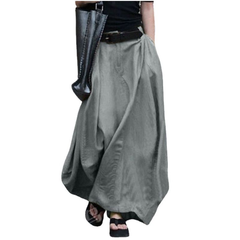 Autumn Casual Long Skirt Women's plus Size A- line Skirt High Waist Slimming Dancing Long Swing Skirt