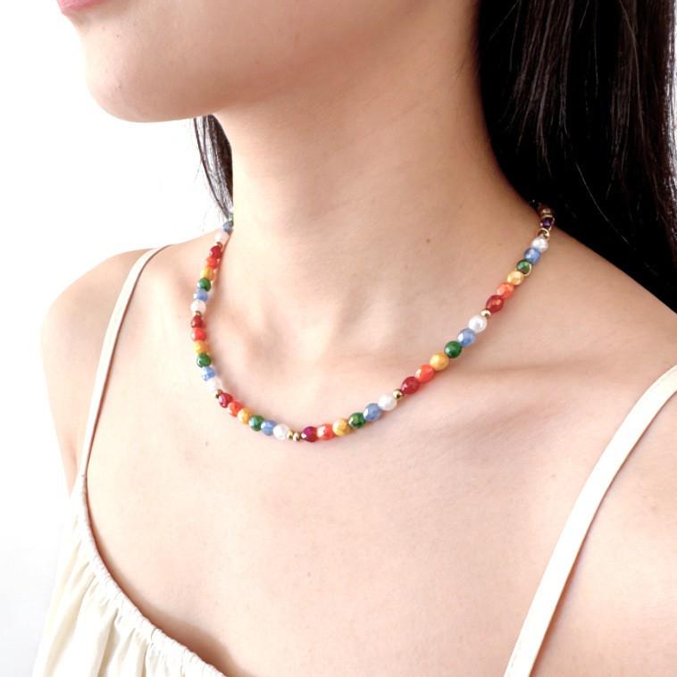 Baroque Geometric Pendant Necklace with Dopamine Collarbone Chain