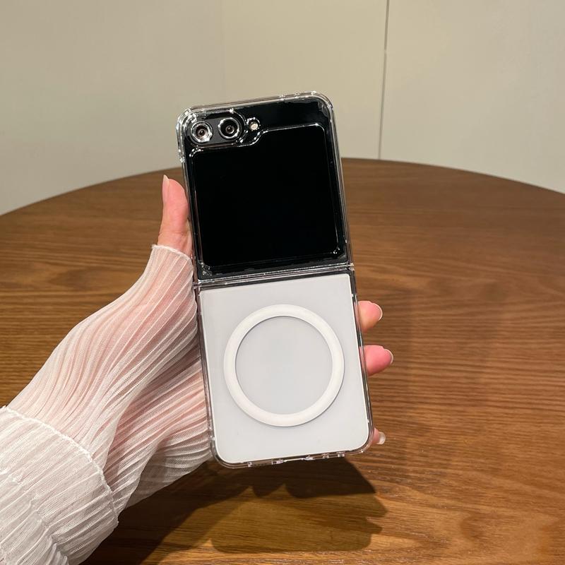Transparent Hinge Case for Samsung Galaxy Z Flip 6  4 3 7 flip6 Magnetic Clear Acrylic Shockproof Hard Slim Cover