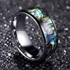 Fashion Men Stainless Steel Rings Inlay Rainbow Abalone Shell Rings For Men Women Wedding Engagement Band Jewelry
