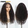 FREEDOM Synthetische Lace Front Perücken für Damen 30 Zoll Lockige Lace Perücke mit Babyhaaren Ombre Braun Blond Ingwer Cosplay Perücken