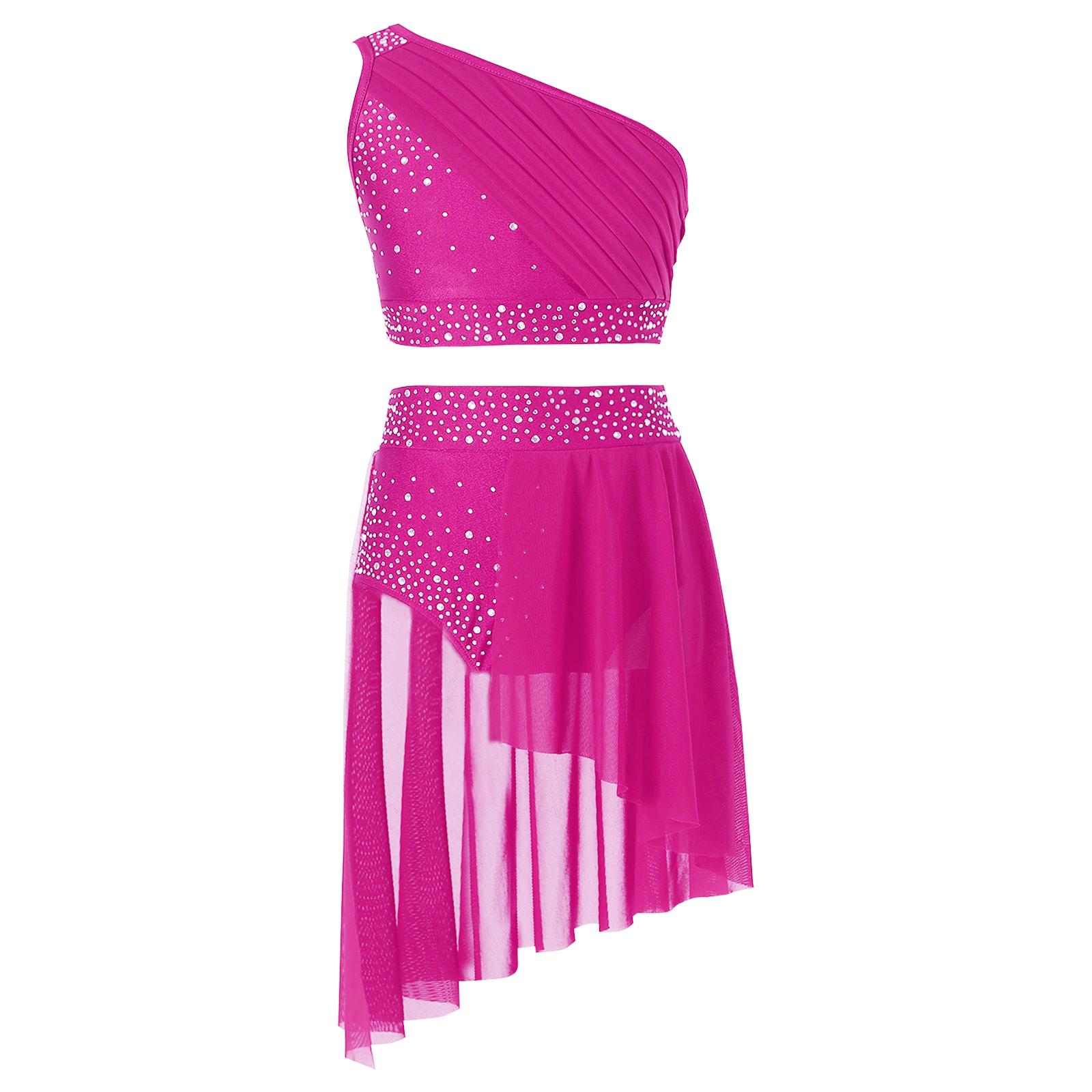

Діти, дівчата, танцювальне вбрання, балет, гімнастика, спортивний укорочений топ зі спідницею-пачкою, ліричне танцювальне плаття гарячі рожевого кольору