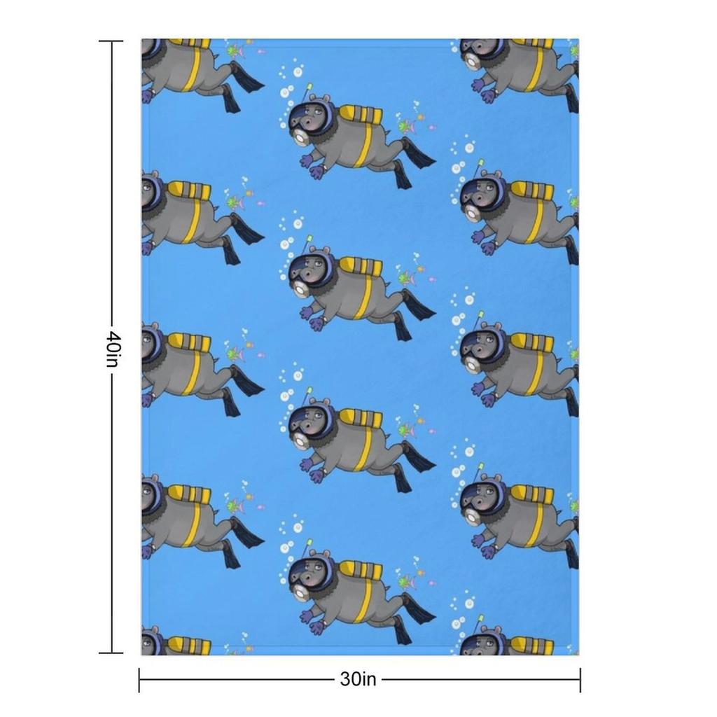 Diver Hippo Throw Blanket Loose Decorative Throw Halloween Hairys Blankets