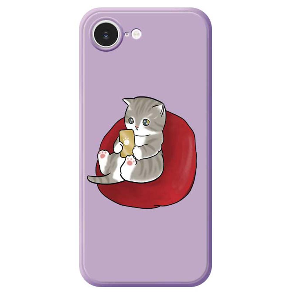 For iPhone 16e Case Casual Cat Pattern Printing Straight Edge TPU Phone Back Cover