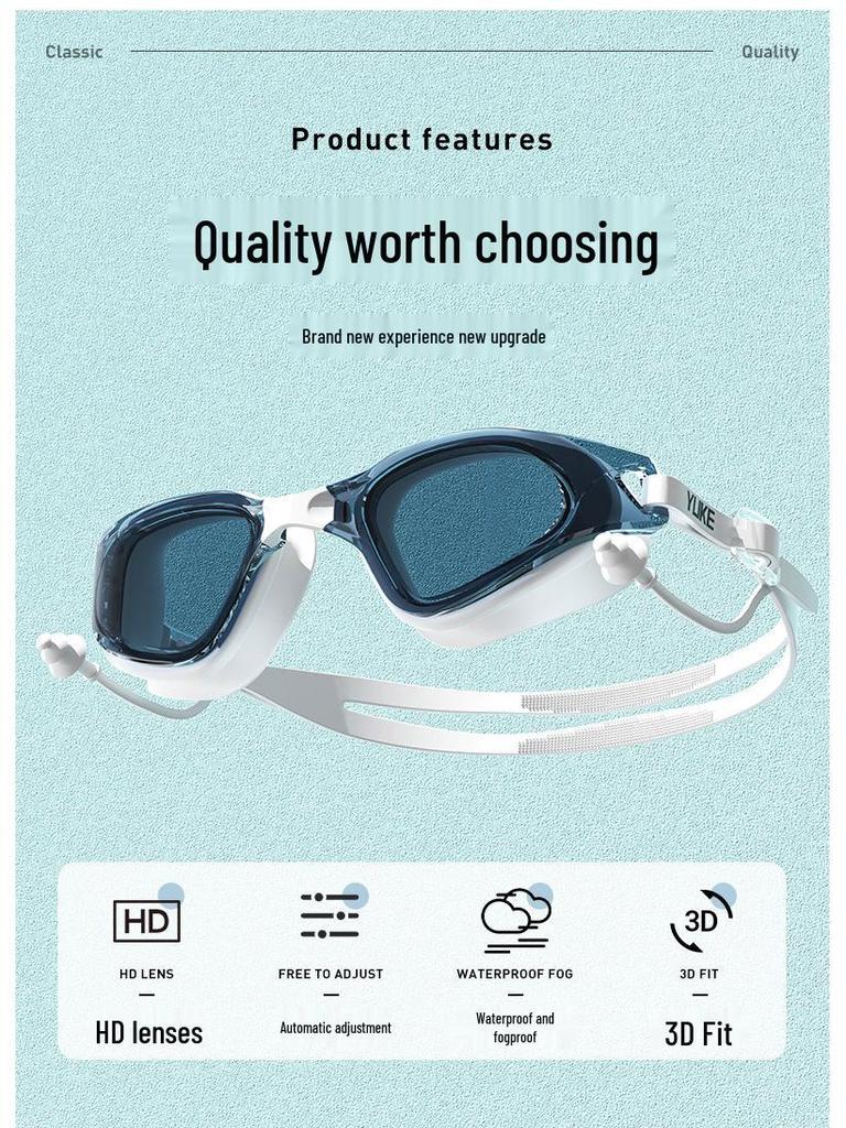 HD Anti-Beschlag Wasserdichte Schwimmbrille & Kappen-Set für Erwachsene für Männer und Frauen.