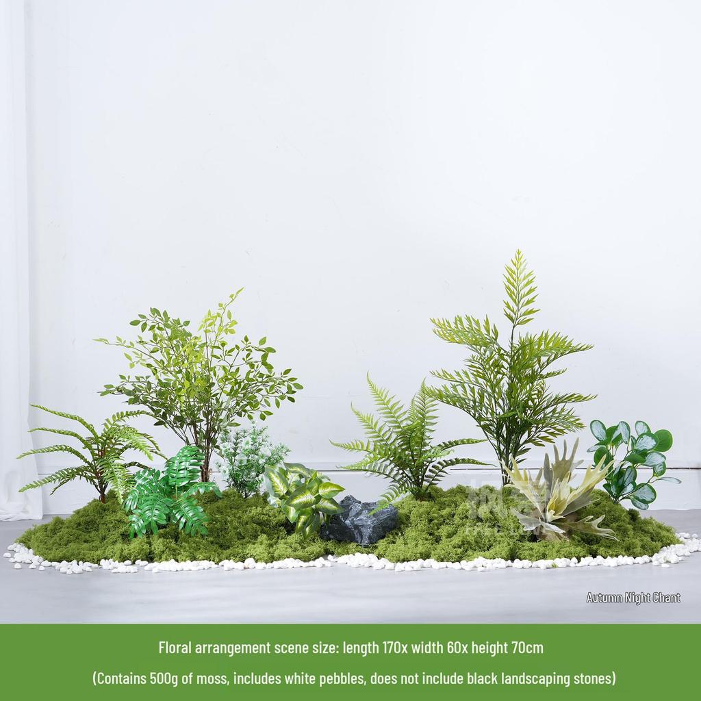 Luxury Faux Green Plant and Flower Decor - Indoor Moss and Grass Clusters for Elegant Landscaping.