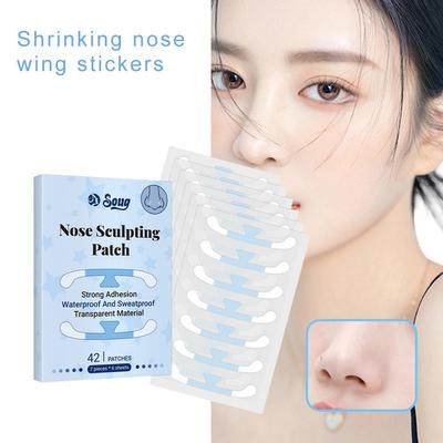 42 Stück Schrumpfende Nasenflügel-Aufkleber Cosplay Nasen-Schrumpfpflaster zum Schrumpfen der Nasenflügel Unsichtbares Schönheits-Make-up Kosmetik