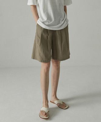 A.RIFF Pintuck Half Pants_Brown