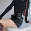 Schlitzte schwarze Röcke für Frauen Frühling Herbst Sexy Krokodilmuster Hohe Taille Hüftlederröcke Mode Hotties Kleidung