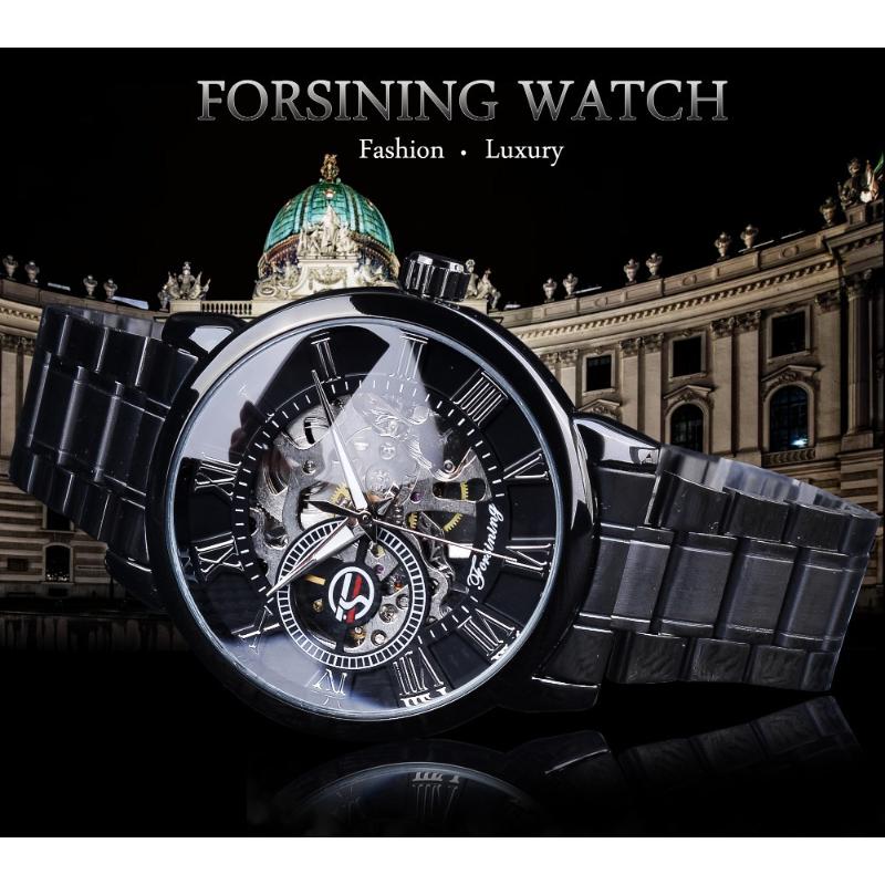 Forsining New Top Men's Watch Business Style Men's Watch Manual Watch Hollow Stainless Steel Watch