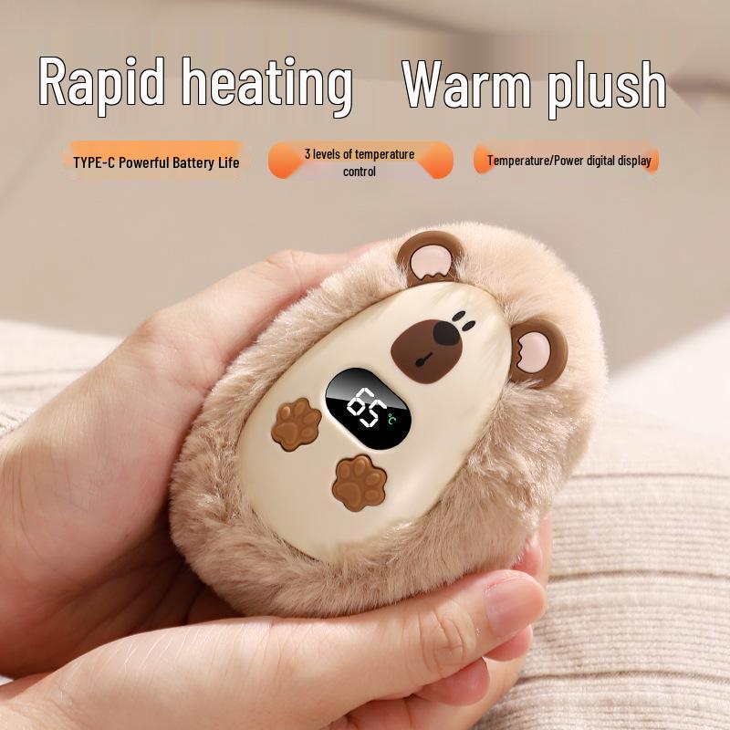 Xin Bai Lu USB Digital Display Plush Hand Warmer - Portable Small Electric Heater for Girls