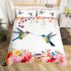 Hummingbird Floral Duvet Cover Birds Bedding Set Blue Green Spring Wild Animals Botanical Comforter Cover Polyester Quilt Cover