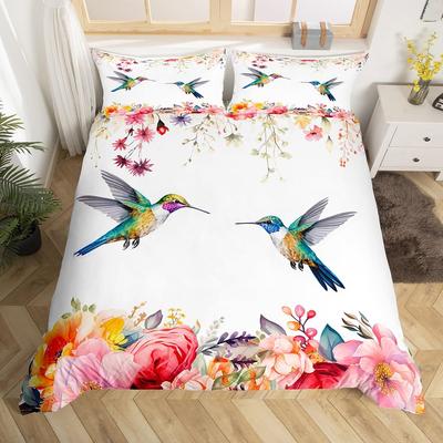 Hummingbird Duvet Cover for Kids Boys Girls Quilt Covers Lightweight Down Bedroom Decor 2 Pillowcases 1 Duvet Cover No Comforter
