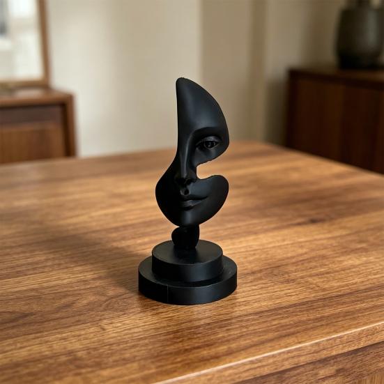 Nostalgie Abstract Face Art Sculpture, 3D Printed Minimalist Table Ornament, Modern Human Statue for Living Room, Office, Shelf, Coffee Decor