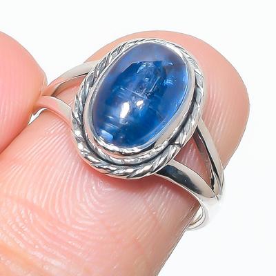 Natural Blue Kyanite Gemstone Handmade 925 Solid Silver Jewelry Ring Size 6 I0t81