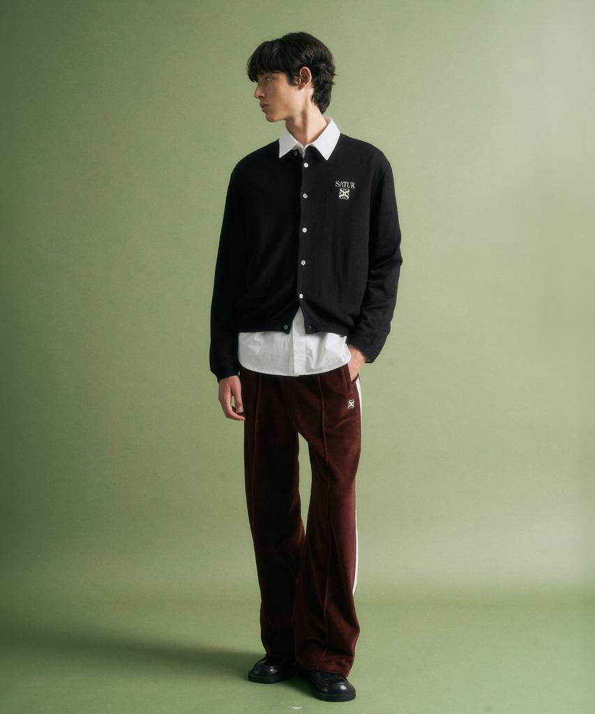 Satur Lauren Basic Crew Neck Fine Cardigan Black