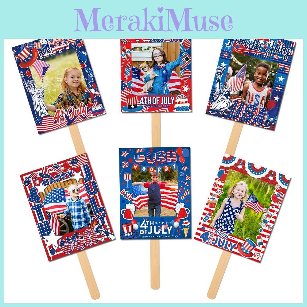 Day Independence Theme Flag Pattern Handheld Photo Frame Shooting Decor Prop