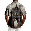 Men's Casual Short Sleeve Button Down Shirt Halloween Themed Printed Top Lightweight Breathable Fabric Relaxed Fit