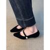 Sheepskin version~ pointed head with Mary Jane shoes, women's shallow mouth pearl single shoes with skirt, fairy shoes