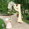 Beige 90 X 300 Cm Chiffon Table Runner, Luxury Gauze Wedding Arch Chair Sashes ,for Party Festival Baby Birthday Table Decor