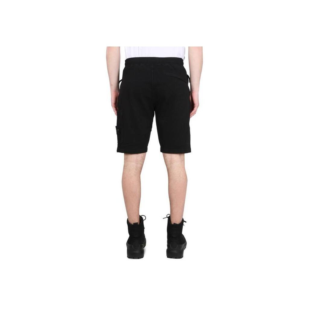 STONE ISLAND Ss23 Solid Color Compass Logo Patch Elastic Waist Shorts Men Shorts Black 781564060-V0029