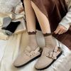 24 Autumn Color Matching Socks Women'S Fungus Edge Japanese Versatile Medium Tube Women'S Socks Lace Maillard Girl Pile Socks Women