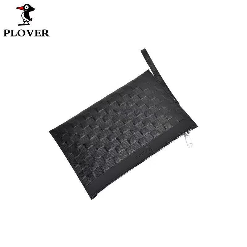 PLOVER Men's Small Checkered Leather Business Clutch