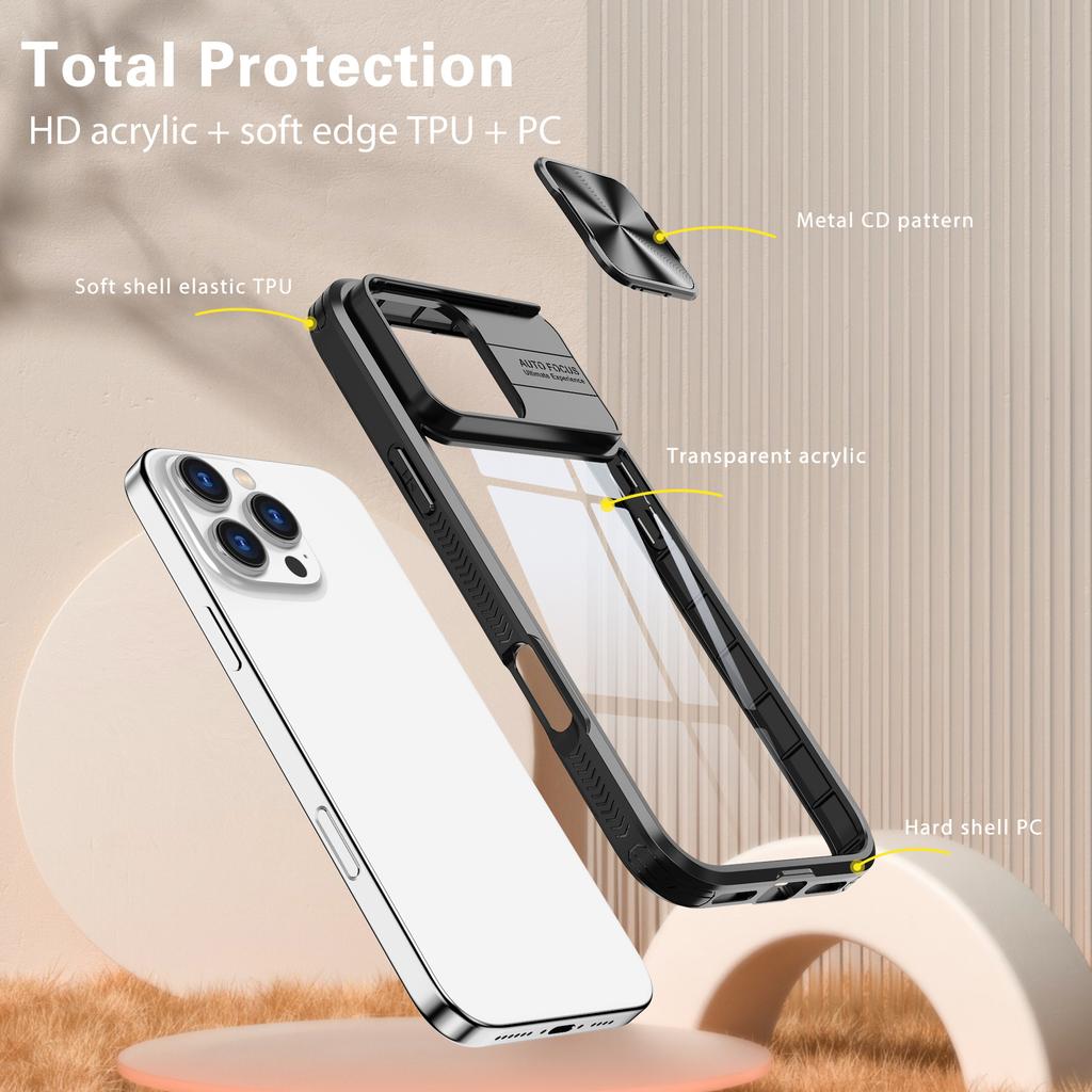 Mobile phone case Apple push window high-transparency acrylic yellow-resistant protective case is suitable for iphone16 pro max mobile phone case.