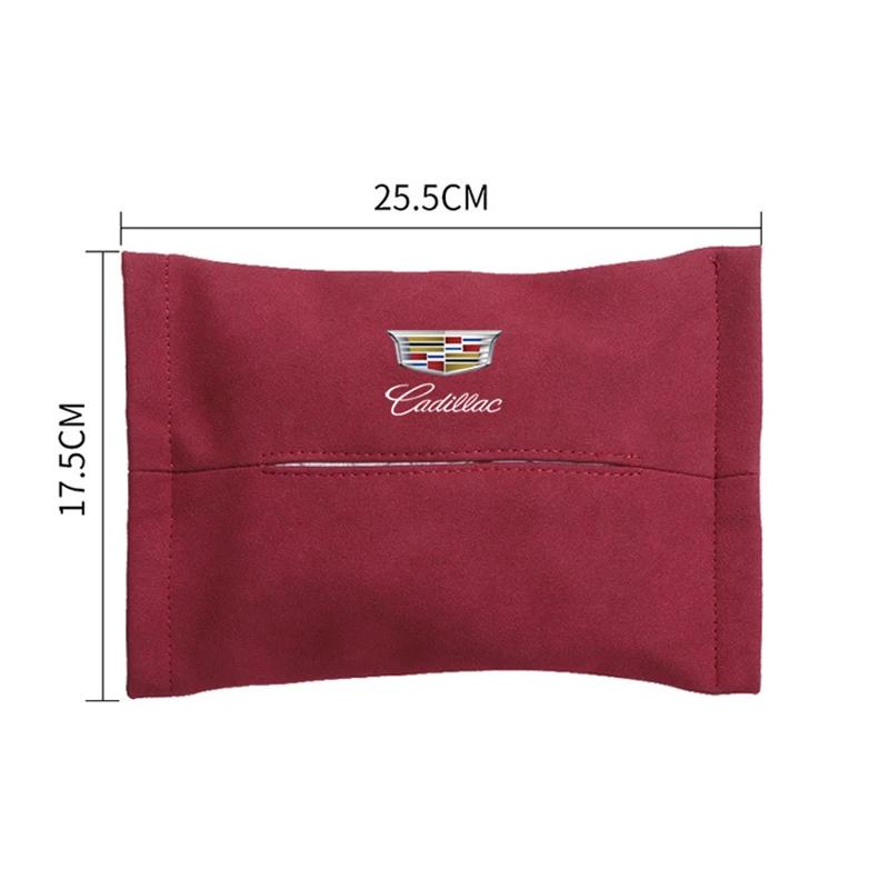 Suede Car Seat Back Tissue Bag Auto Interior Paper Storage Box for Cadillac ATS BLS CT4 CTS SLR STS XT4 XTS Escalade Deville DTS