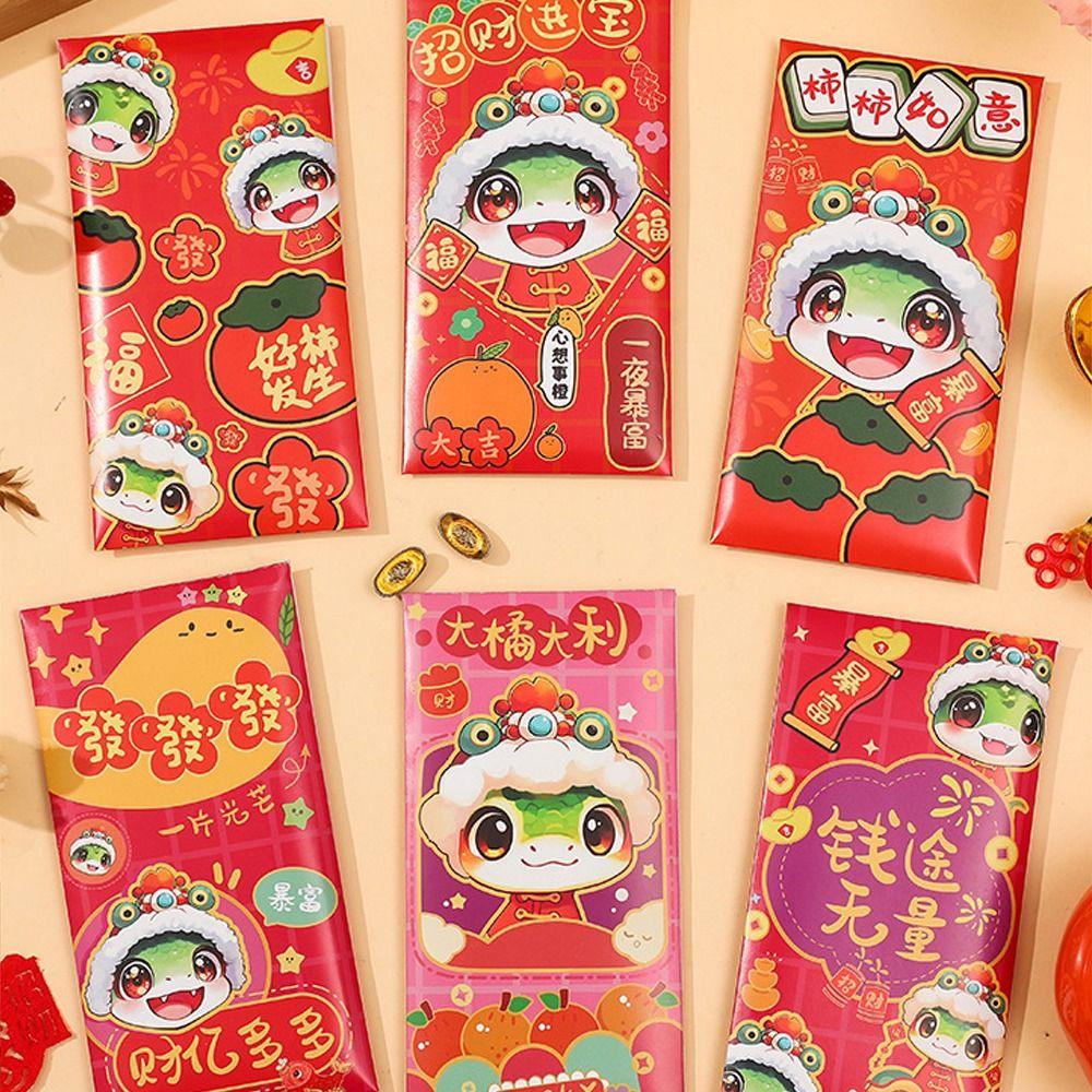

6pcs Cute Chinese New Year Red Envelope Traditional Good Luck Pocket Spring Festival Supplies 6pcs