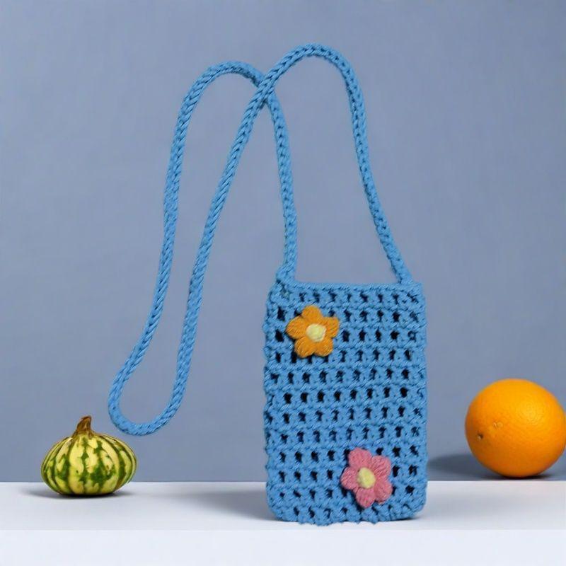 2025 High-Value Handmade Woven Cotton Thread Bag in Blue, Grass Green, Fruit Green, White, and Khaki