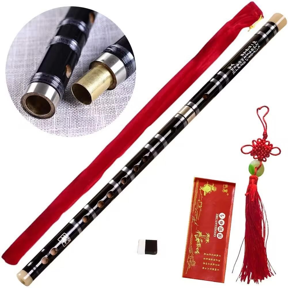 

HEARTST Bamboo Flute, F Key, Nebuta Flute, 8-Hole Pluggable Bamboo Flute, Traditional Chinese Handmade Musical Woodwind Instrument, Key F, Includes
