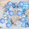 12-Pack of Blue Snowflake Aluminum Foil Balloons, Winter-Themed Balloons, Suitable for Christmas, Christmas Parties, Wi