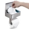 Rollenpapierbox bietet Platz für Feuchttücher Taschentuchbox aus Edelstahl Handyhalter Stanzfreie Taschentuchbox