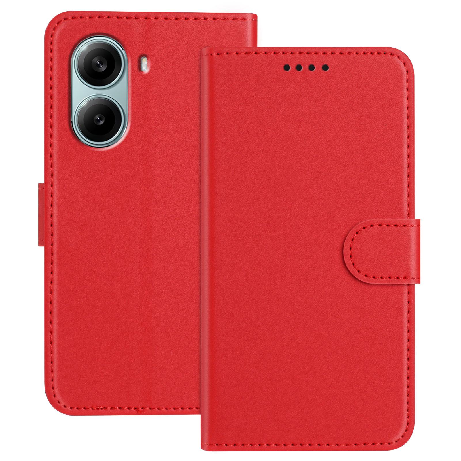 

For Xiaomi Redmi Turbo 4 Pro 5G Leather Case Wallet Stand Solid Color Anti Drop Phone Cover Red