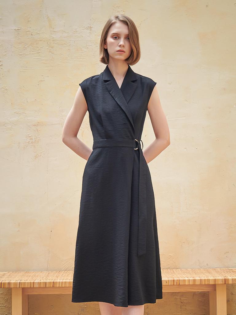 Acud Sleeveless Tailored Wrap One-Piece_Black
