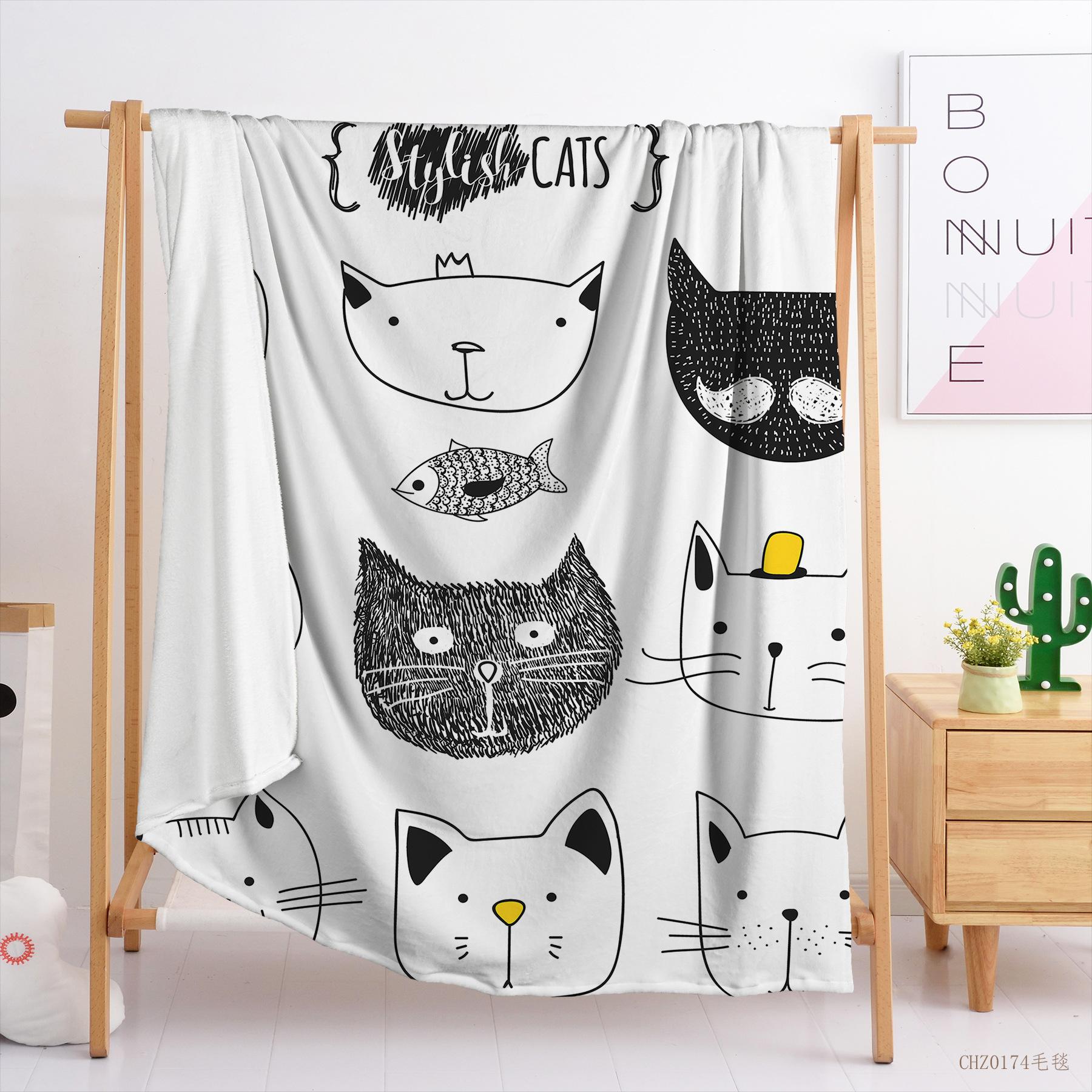 

Blanket Small Fresh Blanket Flannel Blanket Cat Dinosaur Blanket Blanket 120X90cm