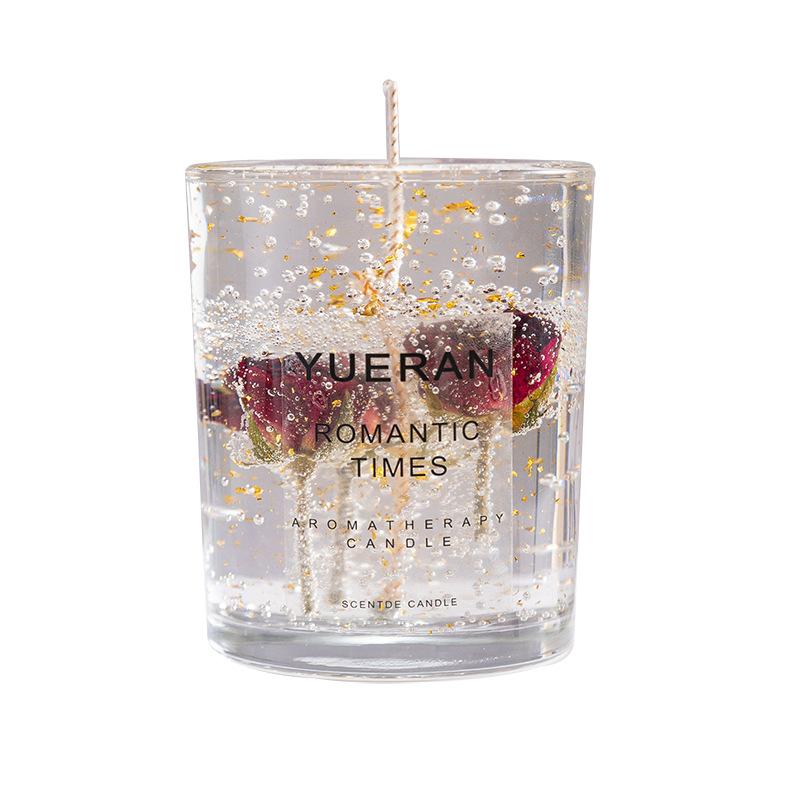 Real Flower Jelly Scented Candle Floral Candle Glass Bedroom Fragrance Ornament Gift