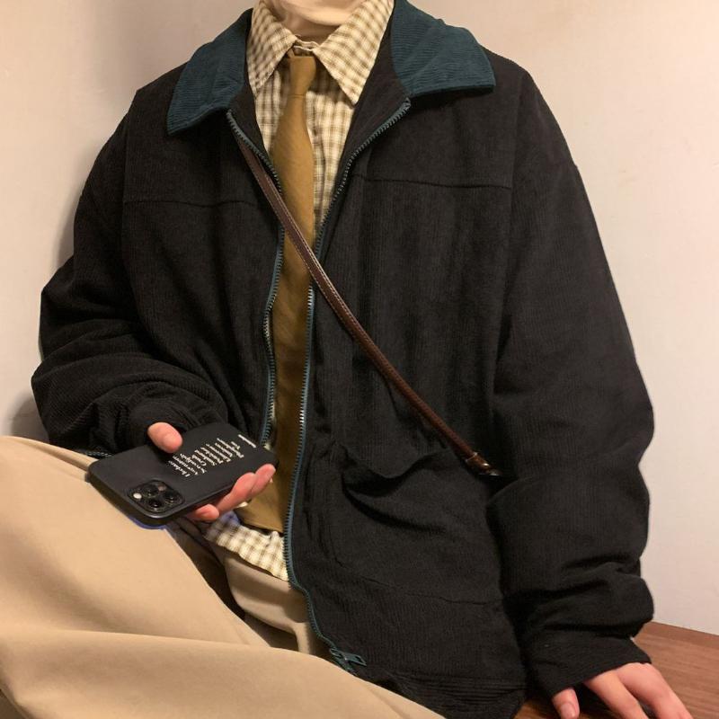 Vintage Herren Frühling und Herbst Trendmarke Amerikanische Retro Cordjacke