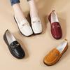 Women Simple Yellow Leather Loafers Driving Moccasins Comfort Flats Black Casual Slip On Plus Size Black Business Office Shoes