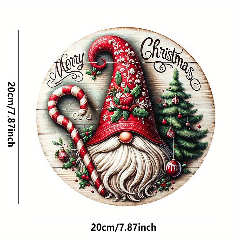 1pc Merry Christmas Wooden Sign Decor with Gnome And Candy Cane Design for Home Wall/Door Hanging Plaque