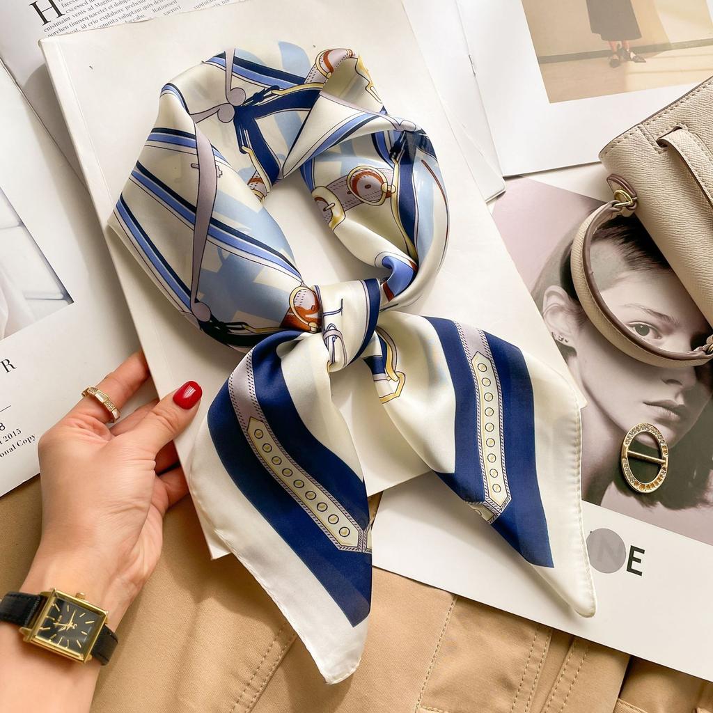 Luxus-Mode-Druck 70*70cm Seide Quadrat Schal Frauen Weiche Satin Haarband Halstuch Krawatte Weibliche Stirnband Foulard Tasche Band