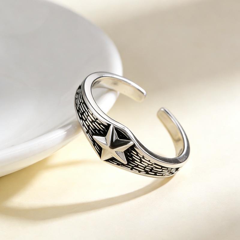 

BF CLUB 925 Sterling Rings for Women Simple Geometric Handmade Irregular Retro Layered Chain Ring Allergy For Birthday Gift resizable
