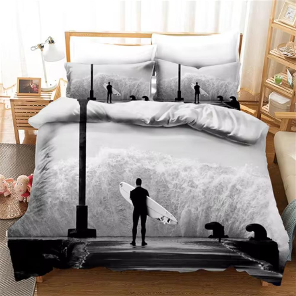 Summer Surf Seaside Vacation Duvet Cover Blue Water Comforter Bedding Set For Adults Queen Size 3d Quilt Bed Set Linening Bed